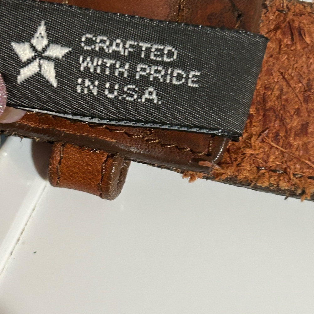 VTG Brighton Brown Leather Women's Belt Silver Heart Hardware 32/L - Picture 13 of 17